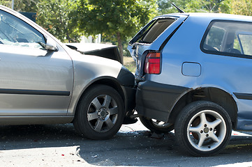 Image showing Two crashed cars