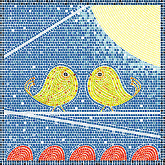 Image showing Birds on a wire mosaic