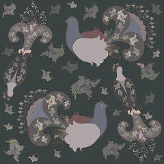 Image showing Vintage  seamless background.Illustration  birds.