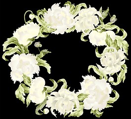 Image showing Beautiful decorative framework with peony. Illustration peony.