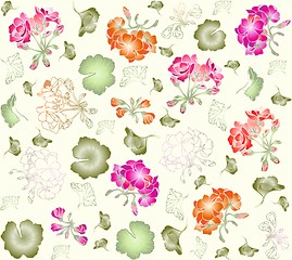 Image showing Seamless background. Illustration geranium.