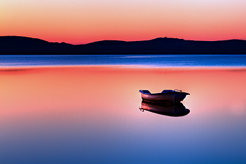 Image showing Boat in sunset