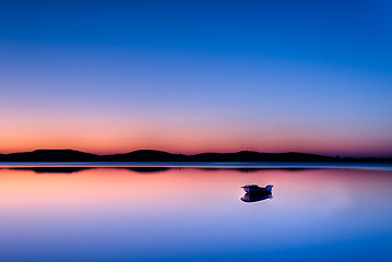 Image showing Boat in sunset