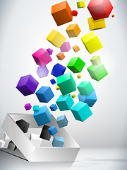 Image showing Colorful Flying Cubes Background