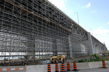 Image showing Bridge repair with scaffolding.