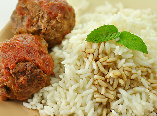 Image showing meat balls with rice