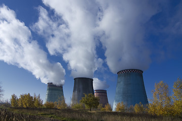 Image showing thermoelectric plant against the blue sky