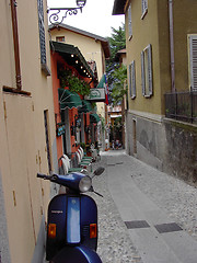 Image showing Narrow street with scooter