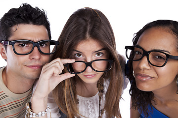 Image showing Three smart student friends