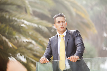 Image showing Modern businessman at the office balcony