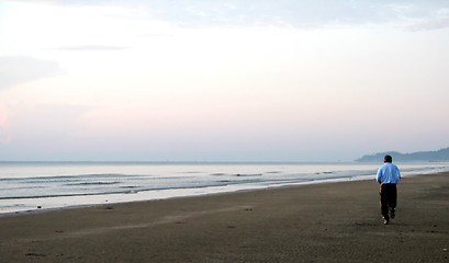 Image showing Jogging on the beach