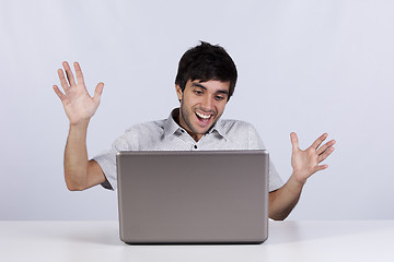 Image showing Happy news over the internet