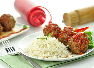 Image showing meat balls with rice