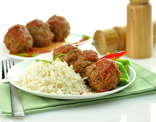 Image showing meat balls with rice