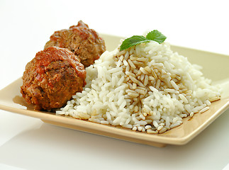 Image showing meat balls with rice