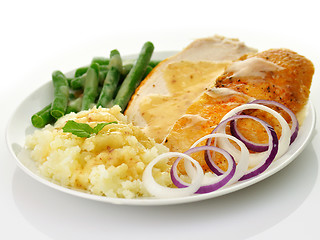 Image showing Roasted turkey slices