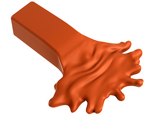 Image showing Melting chocolate block isolated 