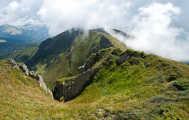 Image showing Carpathian mountains in Ukraine: on the ridge