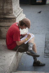 Image showing Young tourist resting