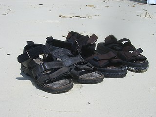 Image showing sandals in the sand