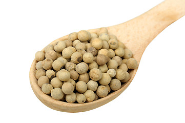 Image showing white pepper in a wooden spoon