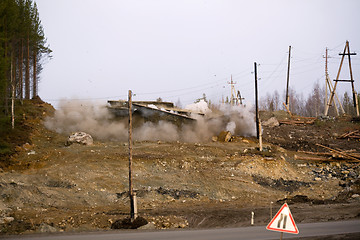 Image showing Blasting operations in the construction of roads