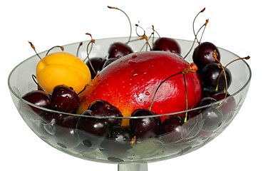 Image showing Fruit in vase isolated on white background