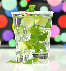 Image showing cold drink with lime and mint