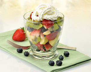 Image showing fresh fruit salad in a glass 