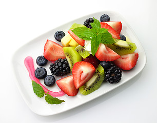 Image showing fresh fruit salad top view 