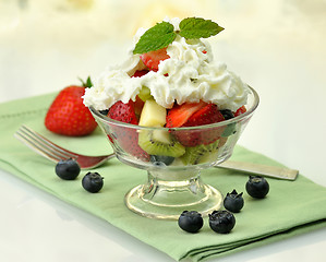 Image showing fruit salad with cream 