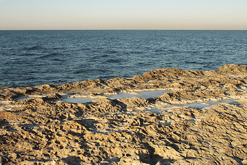 Image showing Winter shore of the Caspian Sea.