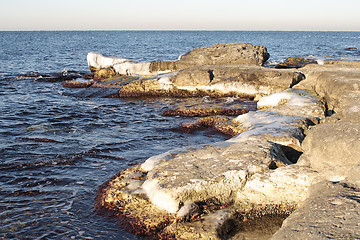 Image showing Winter shore of the Caspian Sea.