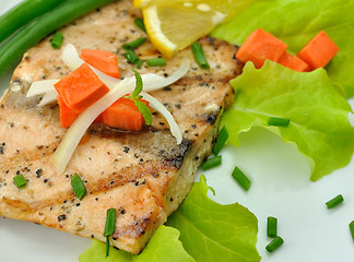 Image showing grilled salmon fillet