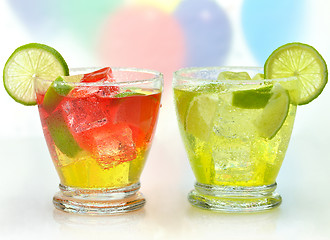 Image showing cocktails with ice and lime