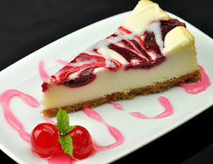 Image showing cheesecake with cherry 