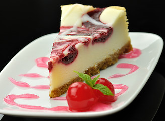 Image showing cheesecake with cherry 