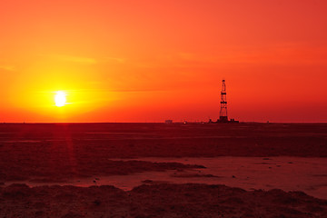Image showing Drilling sunset.