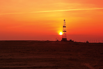 Image showing Drilling sunset.