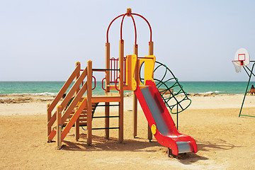 Image showing Children's playground by the sea.