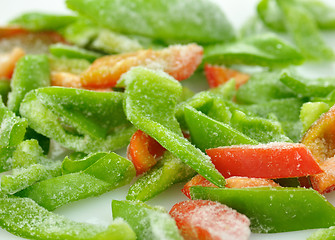 Image showing frozen red and green sweet peppers