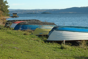 Image showing Boats on land