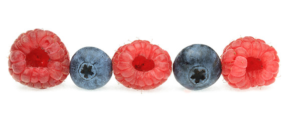 Image showing A row of berry fruits