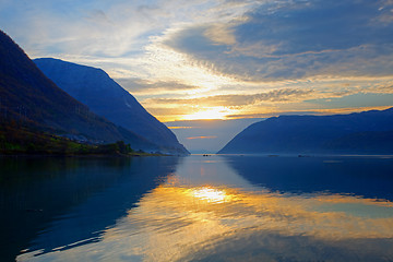 Image showing Sunset at Hardanger