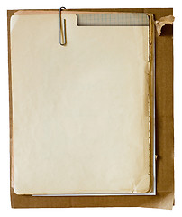 Image showing Old papers with paperclip