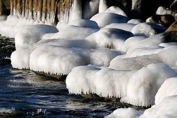 Image showing Sea coastline with icy stones