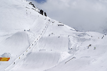 Image showing Snowboard park at ski resort