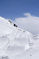 Image showing Ski resort with snowboard park