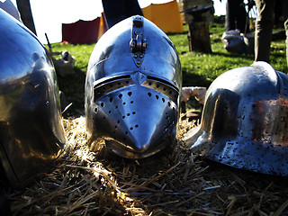Image showing Medeval helmets