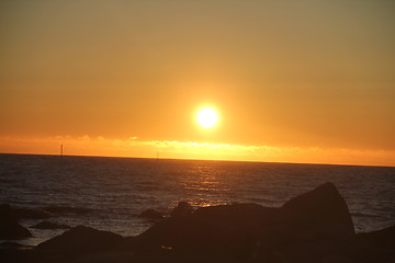 Image showing Midnight sun lofoten north norway